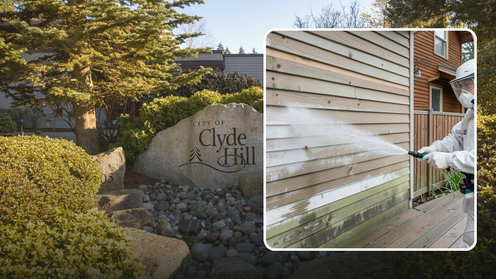 Wood Siding Washing in Clyde Hill, King County, WA - Wood siding washing removes mildew and gray weathering from natural boards using gentle methods that will not raise the grain.