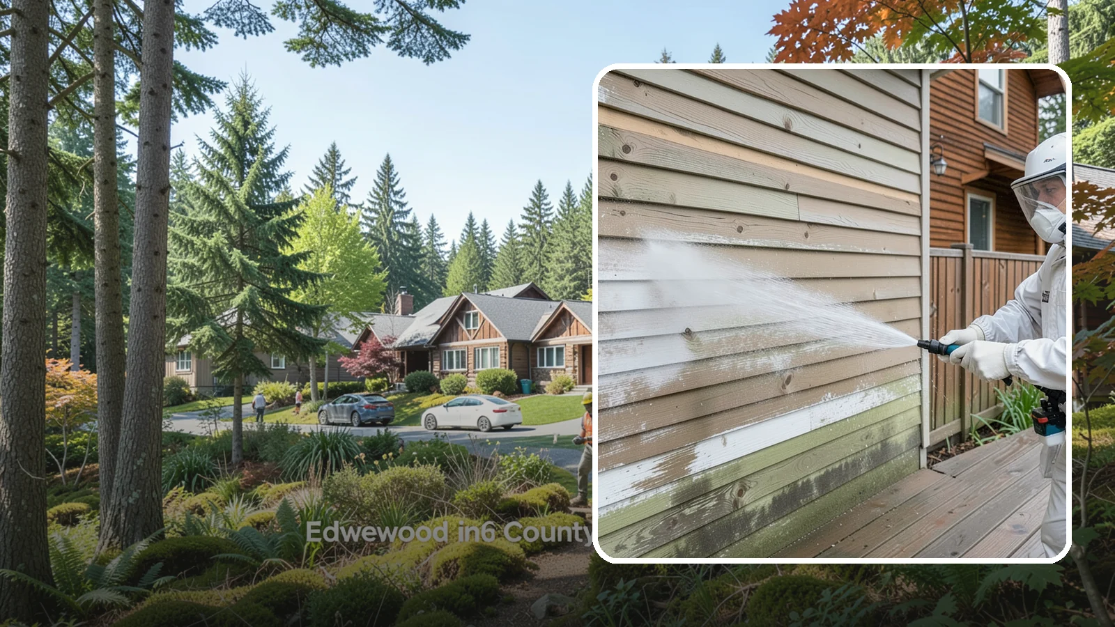 Wood Siding Washing in Edgewood, Pierce County, WA - Wood siding washing removes mildew and gray weathering from natural boards using gentle methods that will not raise the grain.