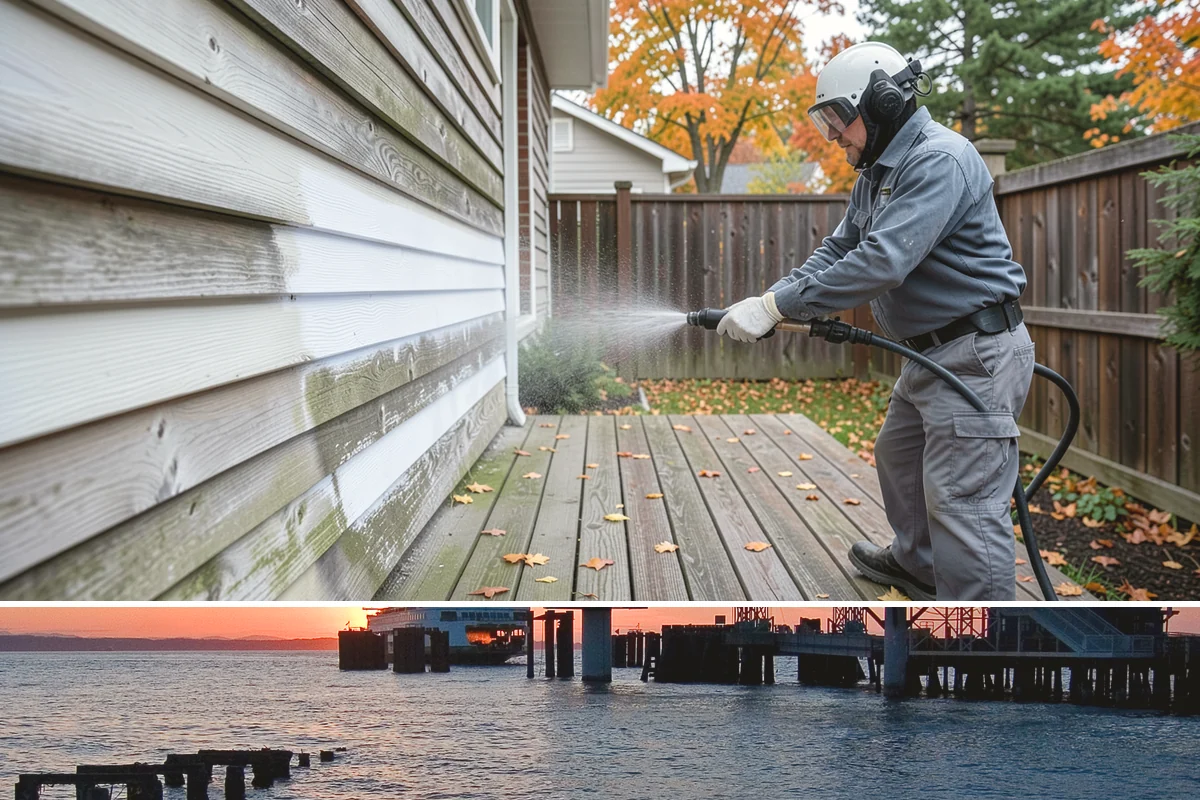 Wood Siding Washing in Edmonds, Snohomish County, WA - Late spring through summer offers the dry days wood needs to fully cure before any sealer is applied.