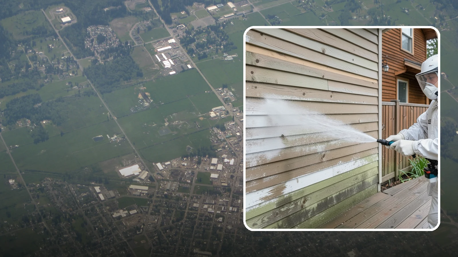 Wood Siding Washing in Enumclaw, King County, WA - Wood siding washing removes mildew and gray weathering from natural boards using gentle methods that will not raise the grain.