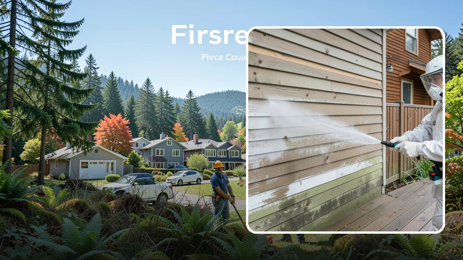 Wood Siding Washing in Fircrest, Pierce County, WA - Wood siding washing removes mildew and gray weathering from natural boards using gentle methods that will not raise the grain.