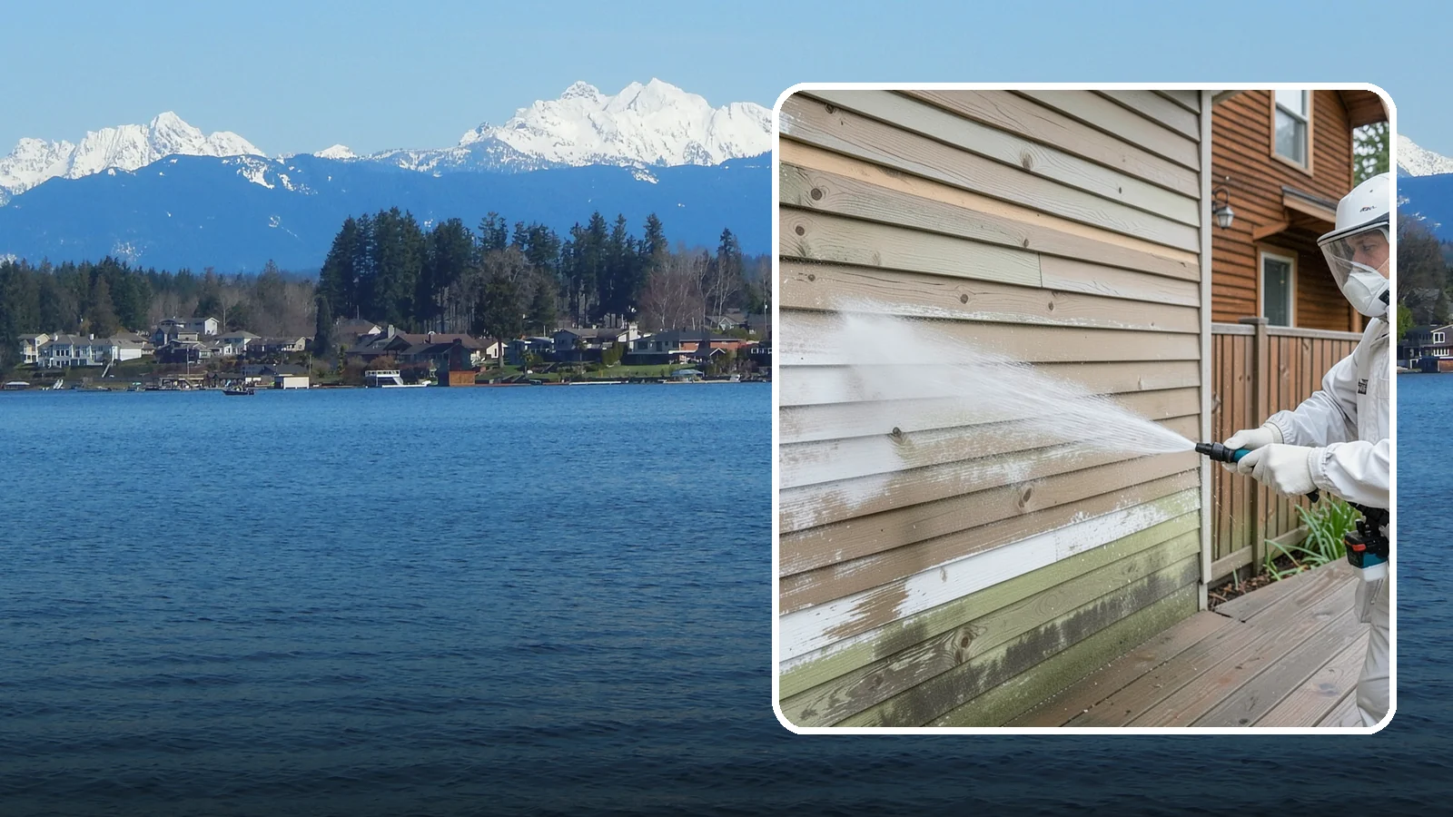 Wood Siding Washing in Lake Stevens, Snohomish County, WA - Wood siding washing removes mildew and gray weathering from natural boards using gentle methods that will not raise the grain.