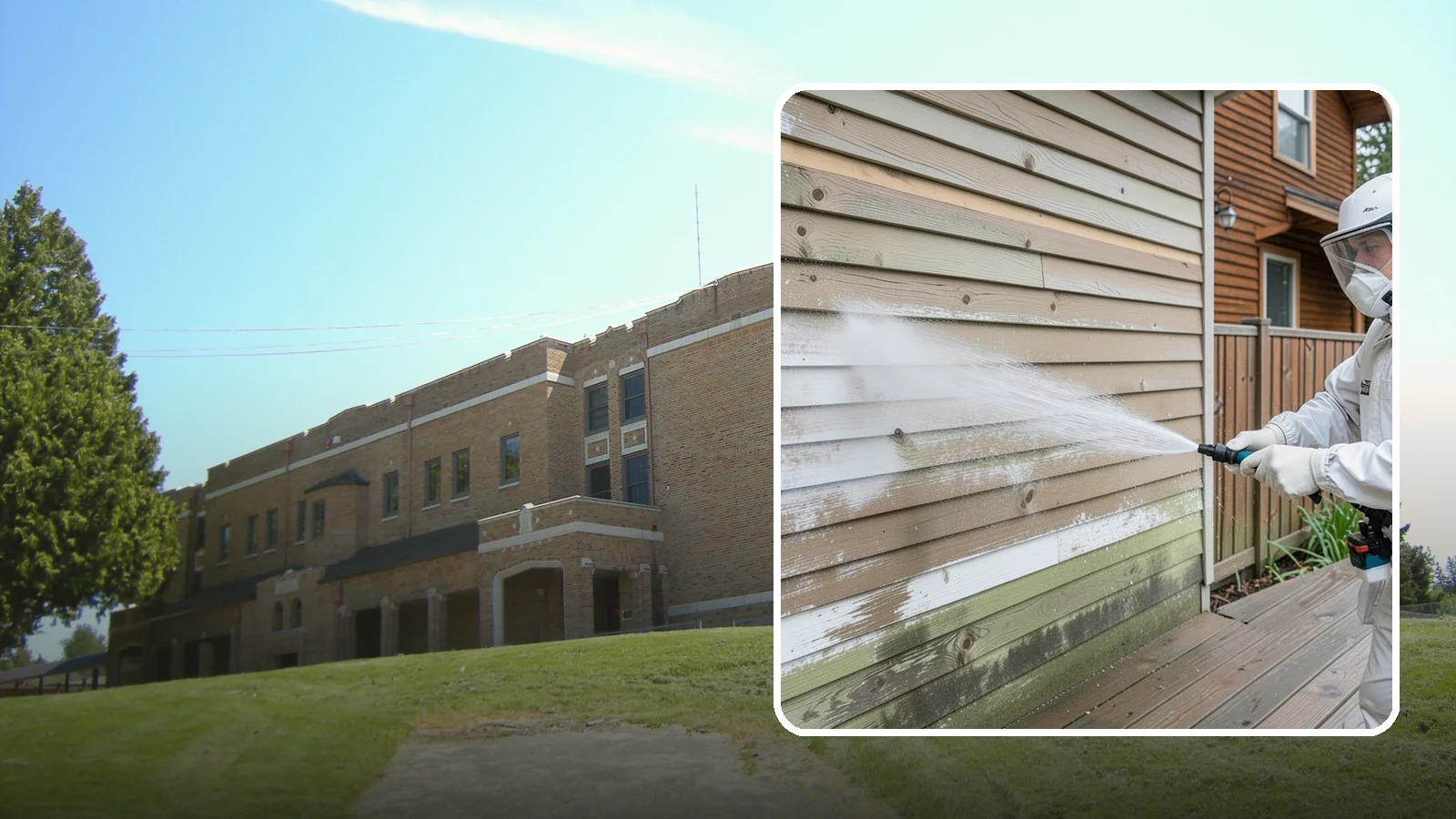 Wood Siding Washing in Maple Valley, King County, WA - Wood siding washing removes mildew and gray weathering from natural boards using gentle methods that will not raise the grain.