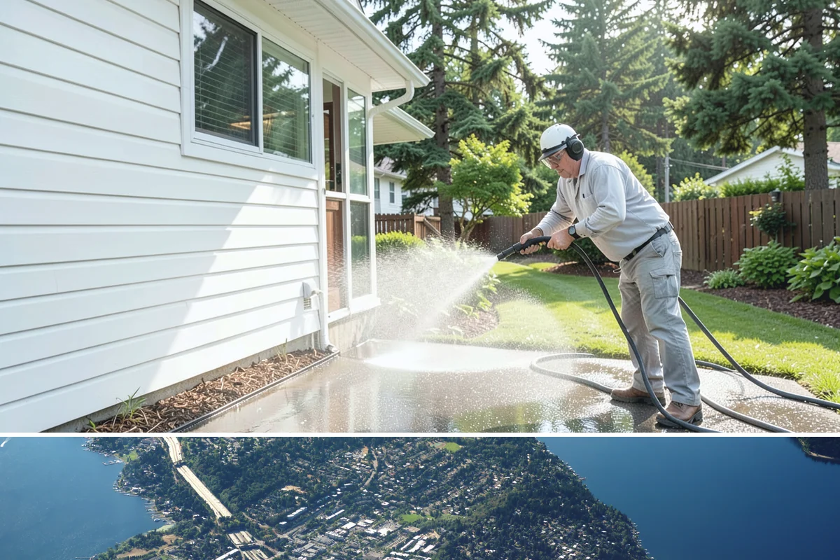 Wood Siding Washing in Mercer Island, King County, WA - Late spring through summer offers the dry days wood needs to fully cure before any sealer is applied.