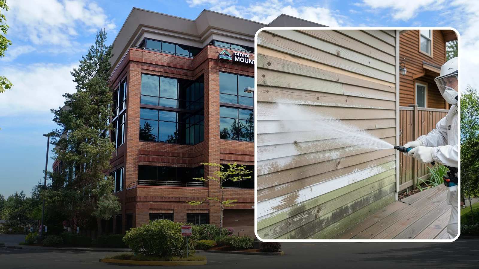 Wood Siding Washing in Mountlake Terrace, Snohomish County, WA - Wood siding washing removes mildew and gray weathering from natural boards using gentle methods that will not raise the grain.