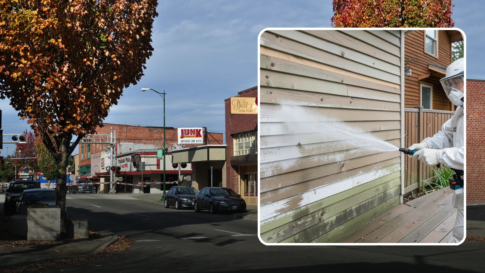 Wood Siding Washing in Puyallup, Pierce County, WA - Wood siding washing removes mildew and gray weathering from natural boards using gentle methods that will not raise the grain.