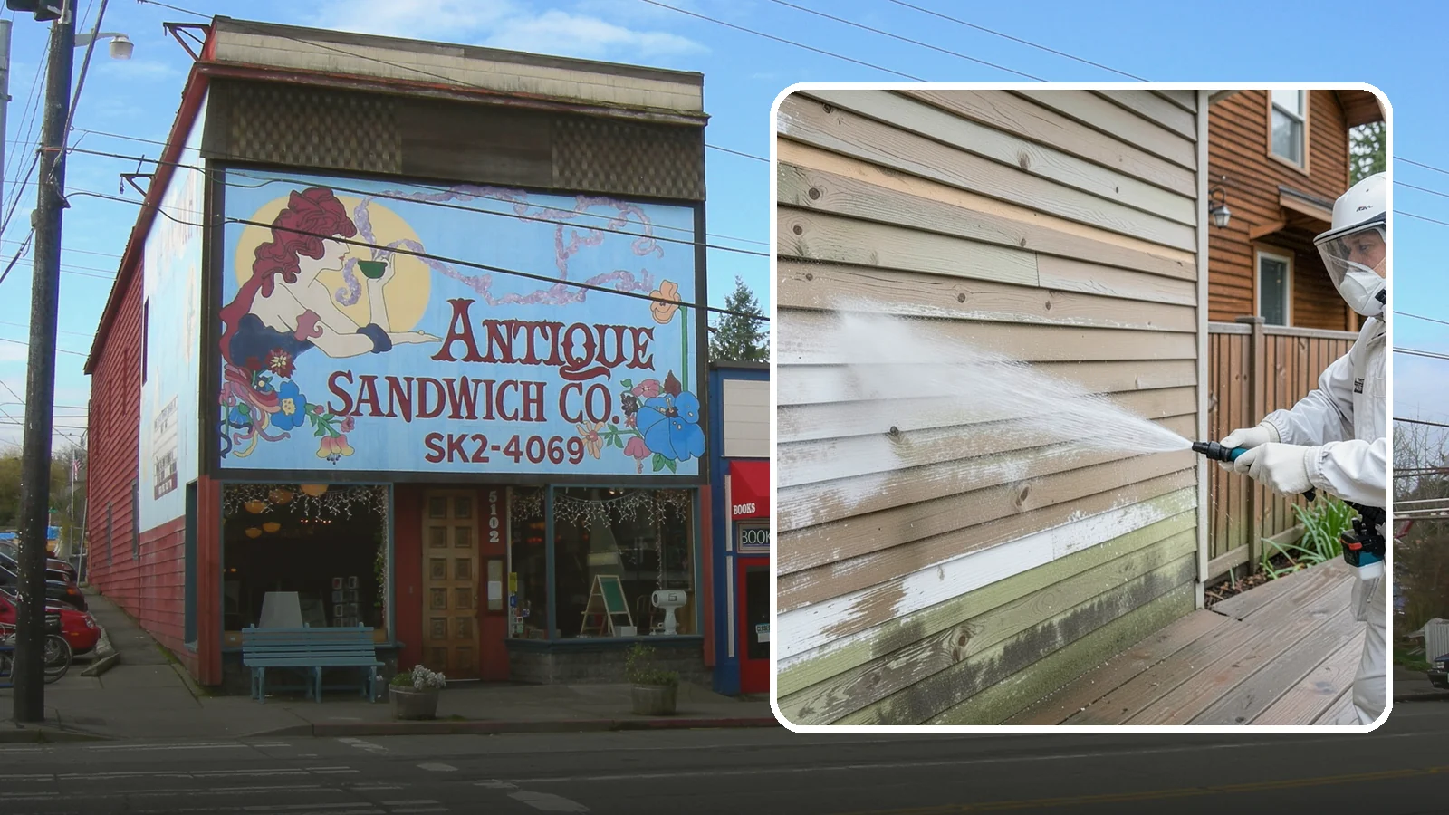 Wood Siding Washing in Ruston, Pierce County, WA - Wood siding washing removes mildew and gray weathering from natural boards using gentle methods that will not raise the grain.