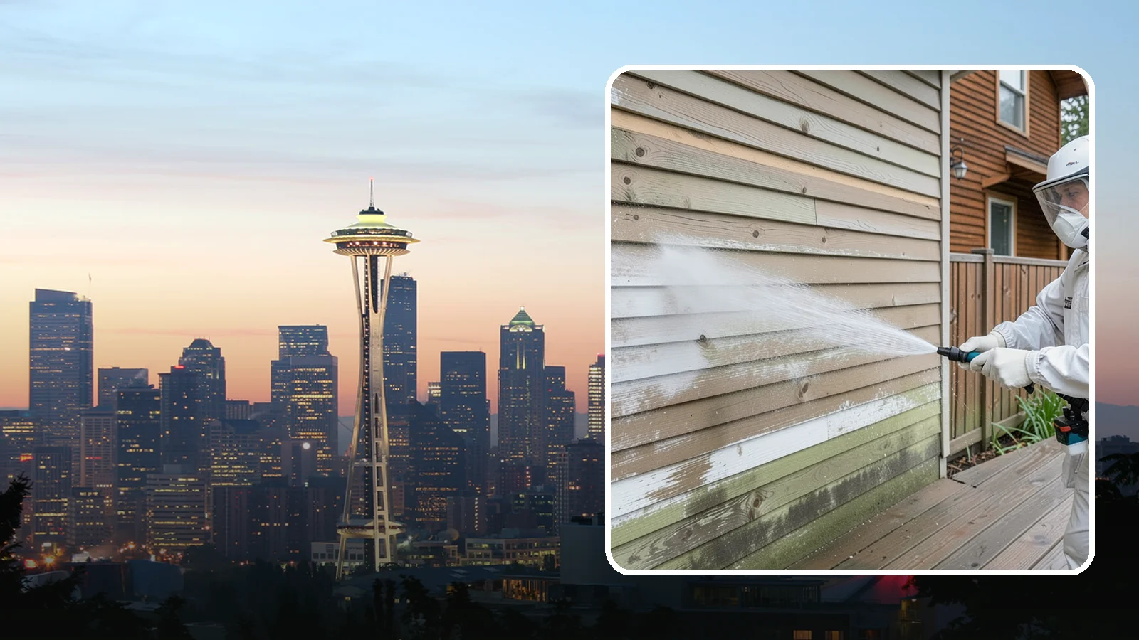 Wood Siding Washing in Seattle, King County, WA - Wood siding washing removes mildew and gray weathering from natural boards using gentle methods that will not raise the grain.