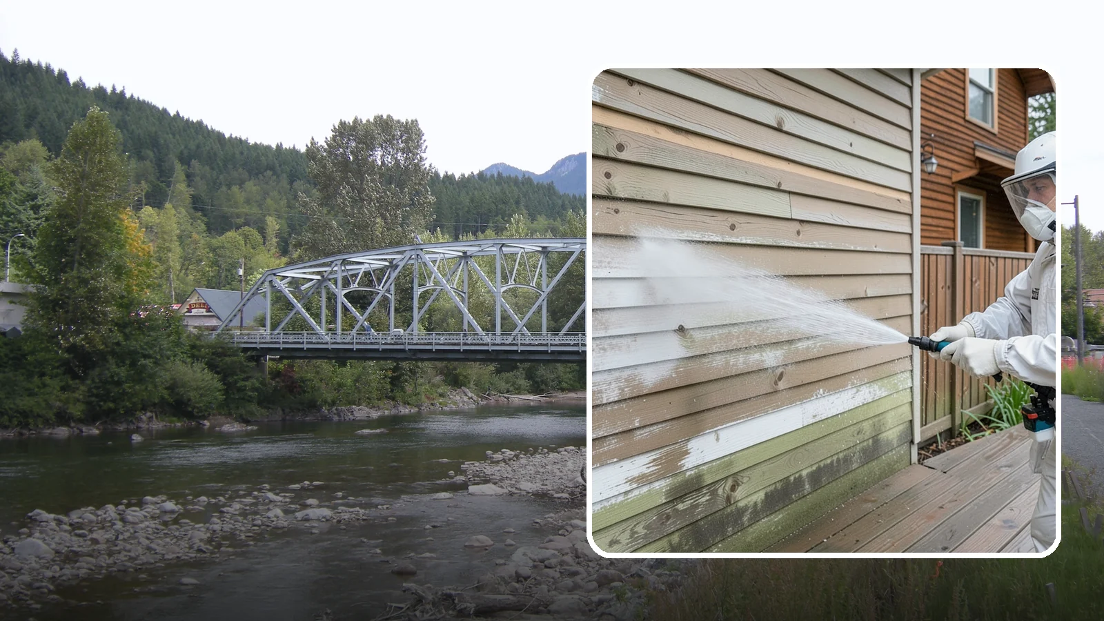 Wood Siding Washing in Skykomish, King County, WA - Wood siding washing removes mildew and gray weathering from natural boards using gentle methods that will not raise the grain.