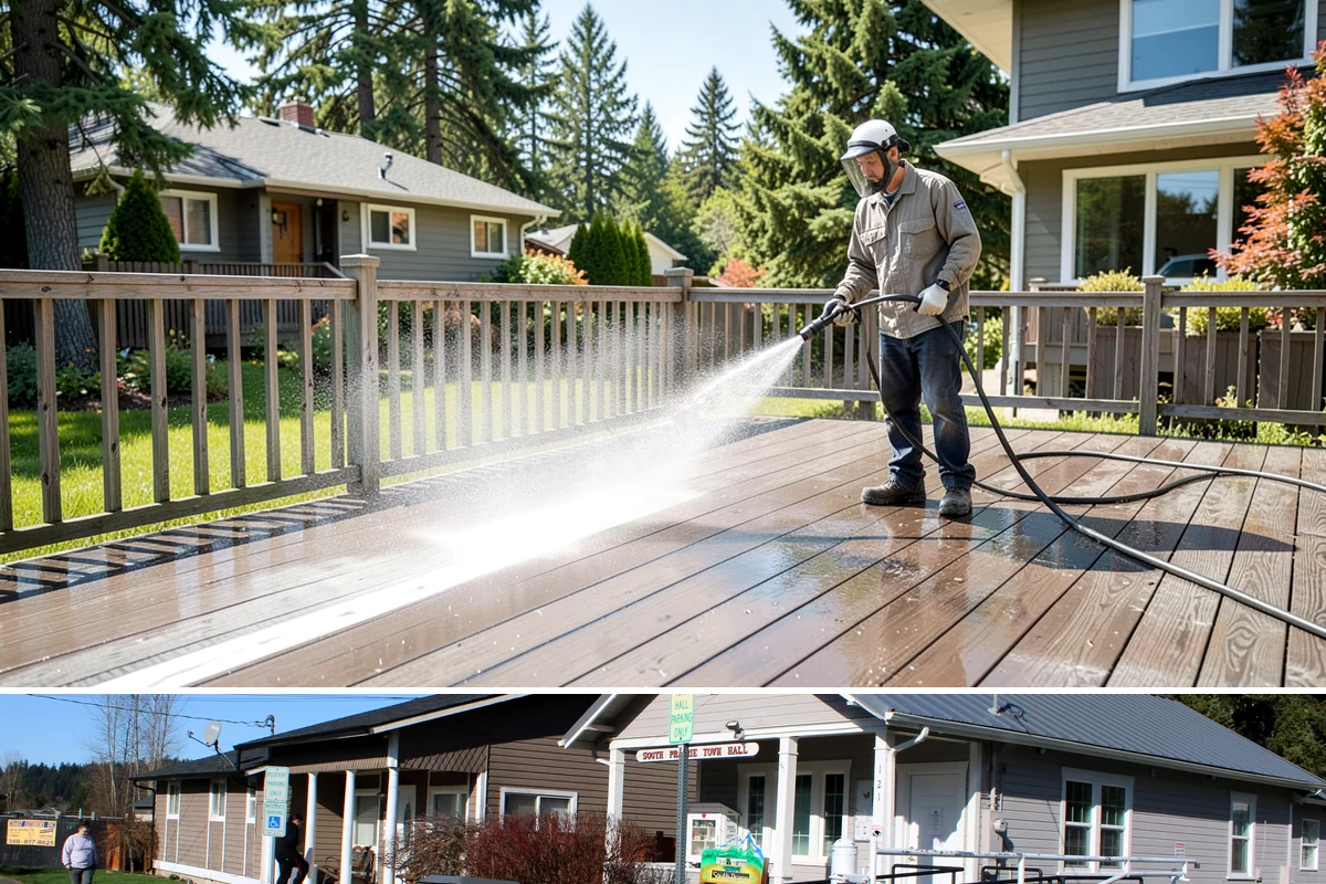 Wood Siding Washing in South Prairie, Pierce County, WA - Late spring through summer offers the dry days wood needs to fully cure before any sealer is applied.