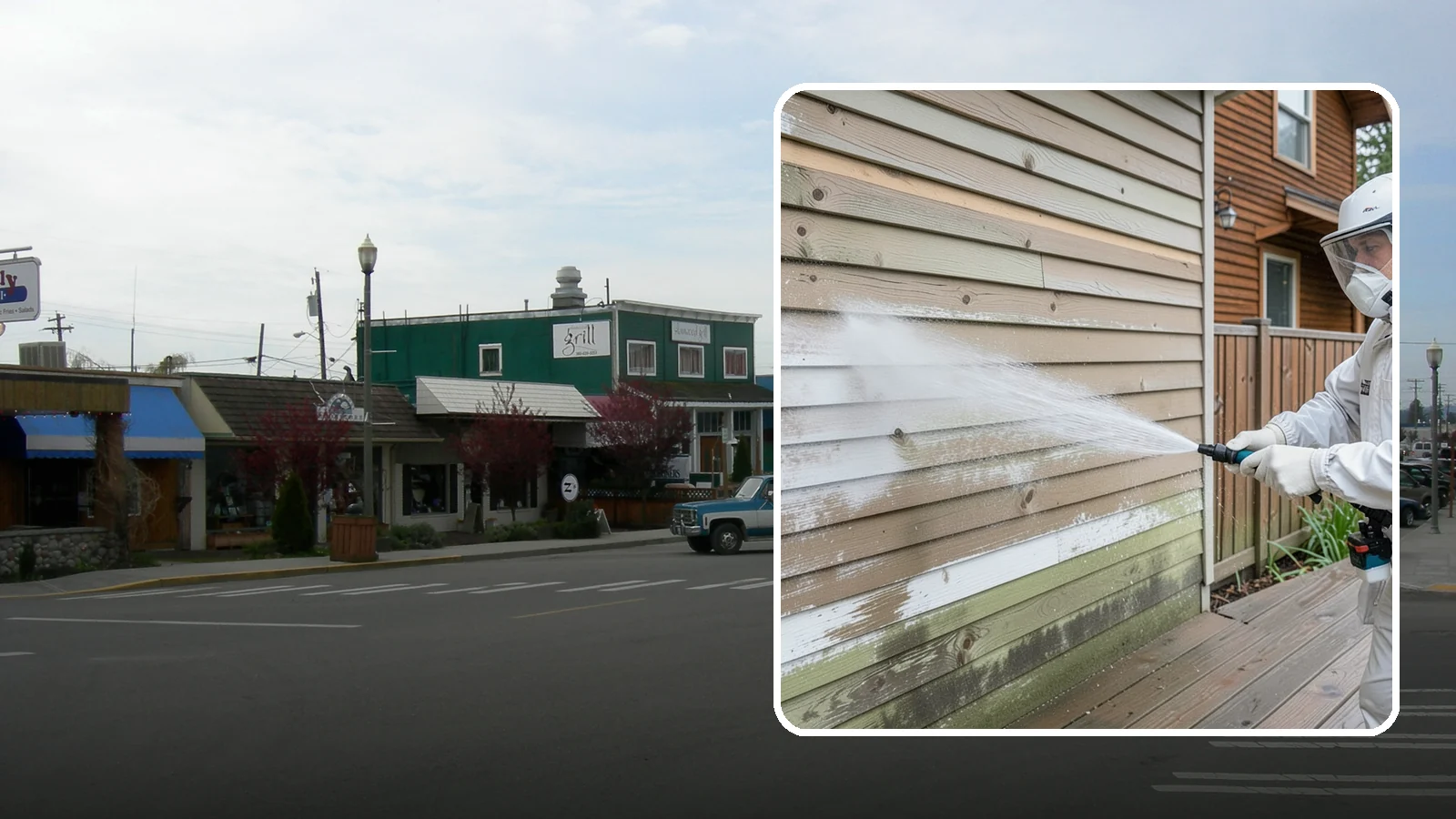 Wood Siding Washing in Stanwood, Snohomish County, WA - Wood siding washing removes mildew and gray weathering from natural boards using gentle methods that will not raise the grain.