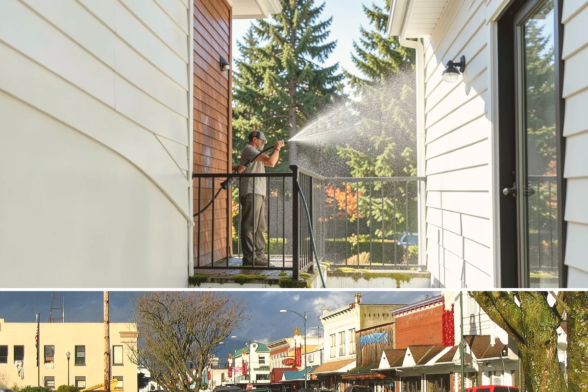 Wood Surface Cleaning in Arlington, Snohomish County, WA - Clean wood surfaces in late spring or summer so the boards can dry and, if desired, be sealed within the same dry window.