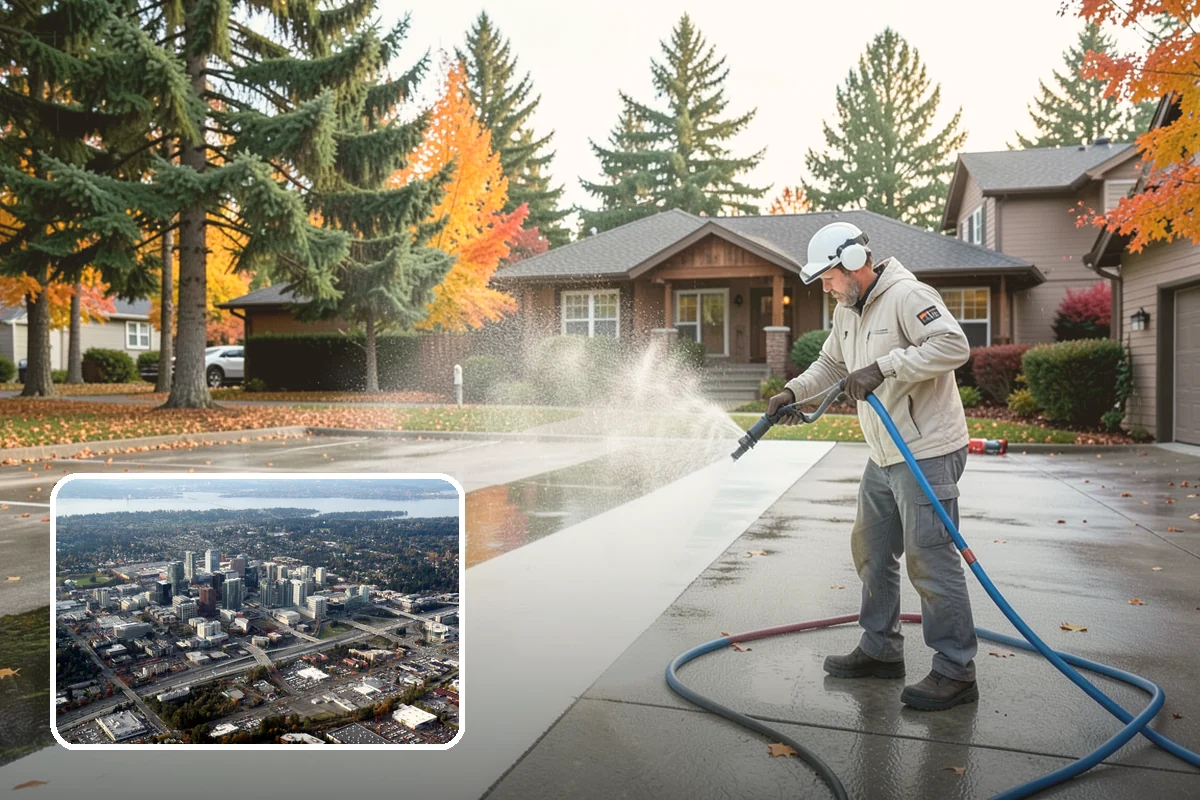 Wood Surface Cleaning in Bellevue, King County, WA - Removes mildew and surface graying from wood