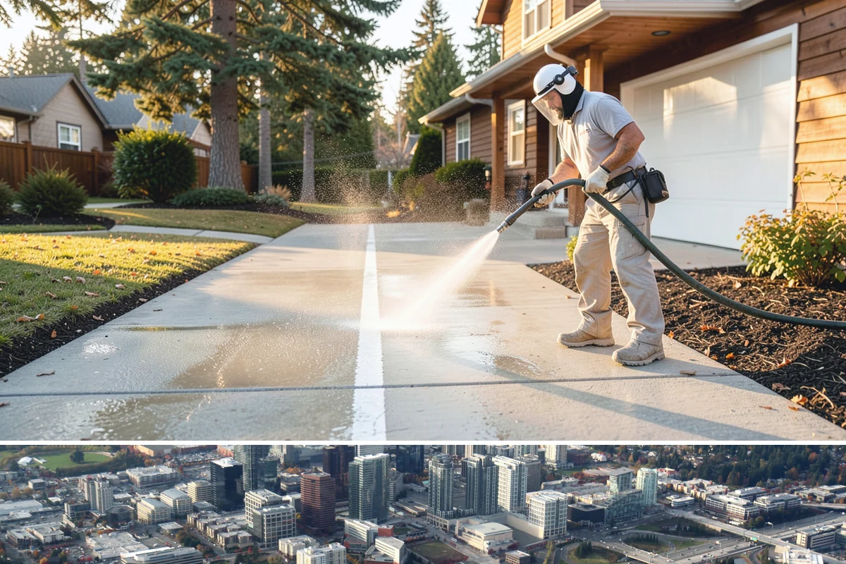 Wood Surface Cleaning in Bellevue, King County, WA - Clean wood surfaces in late spring or summer so the boards can dry and, if desired, be sealed within the same dry window.