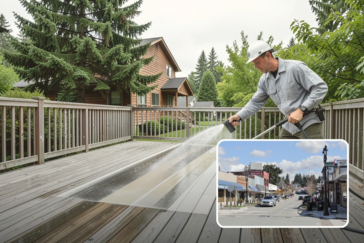 Wood Surface Cleaning in Bothell, King County, WA - Removes mildew and surface graying from wood