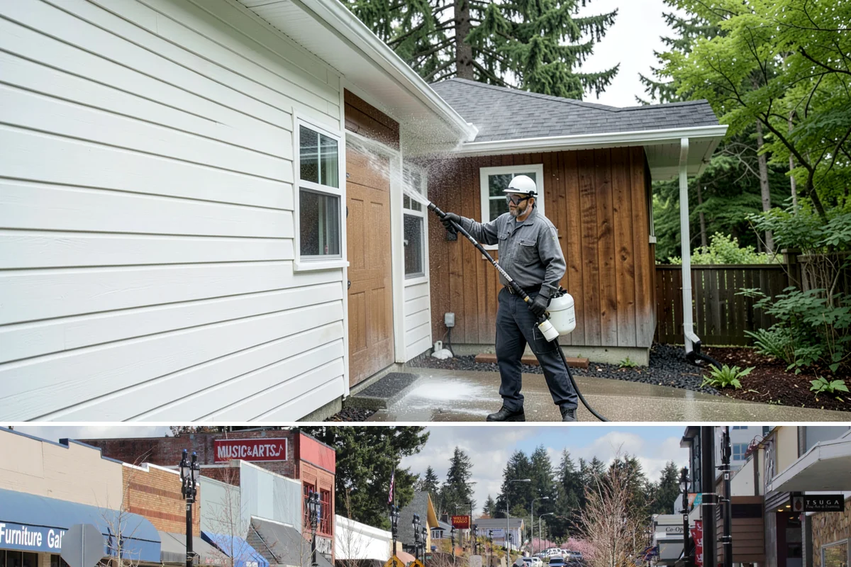 Wood Surface Cleaning in Bothell, King County, WA - Clean wood surfaces in late spring or summer so the boards can dry and, if desired, be sealed within the same dry window.
