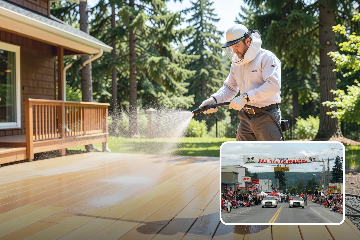Wood Surface Cleaning in Carnation, King County, WA - Removes mildew and surface graying from wood
