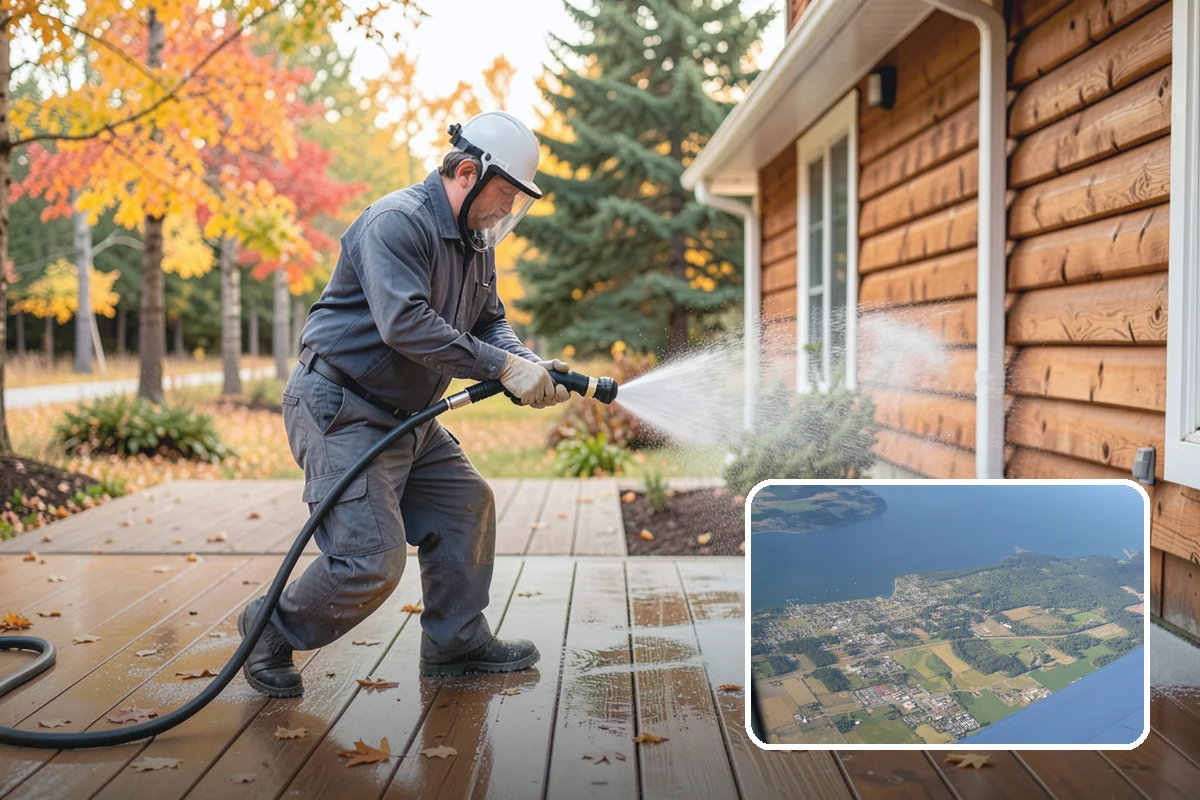 Wood Surface Cleaning in Coupeville, Island County, WA - Removes mildew and surface graying from wood