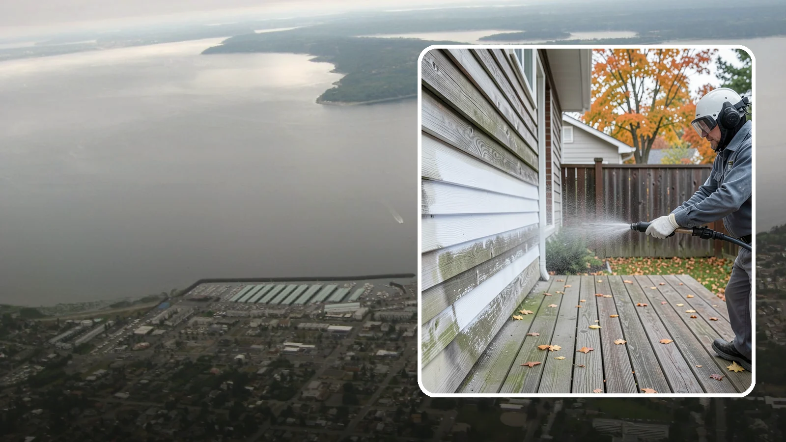 Wood Surface Cleaning in Des Moines, King County, WA - Soft, wood-safe cleaning of siding, decks, and wood features that removes mildew and graying without splintering the grain.