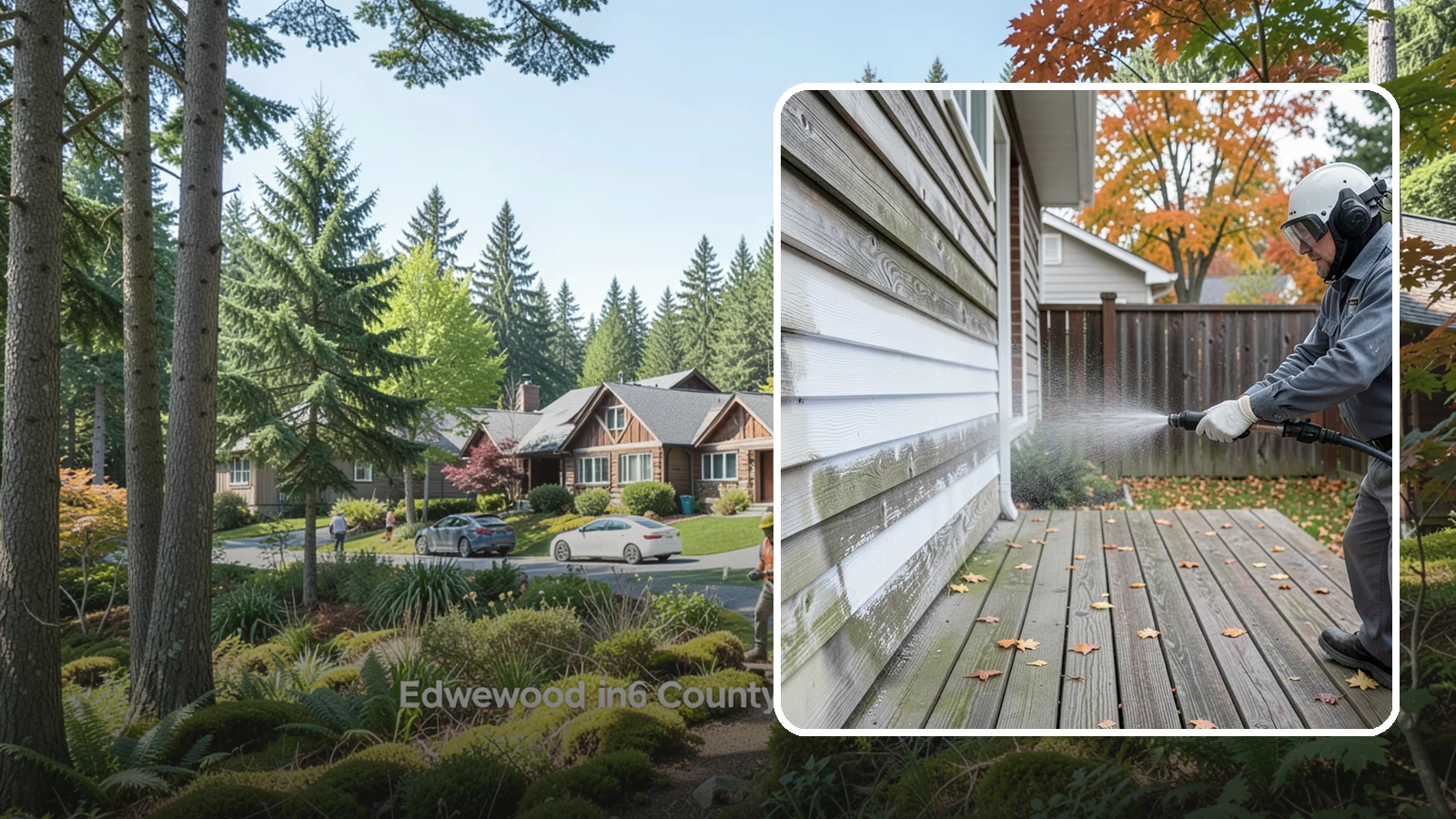 Wood Surface Cleaning in Edgewood, Pierce County, WA - Soft, wood-safe cleaning of siding, decks, and wood features that removes mildew and graying without splintering the grain.