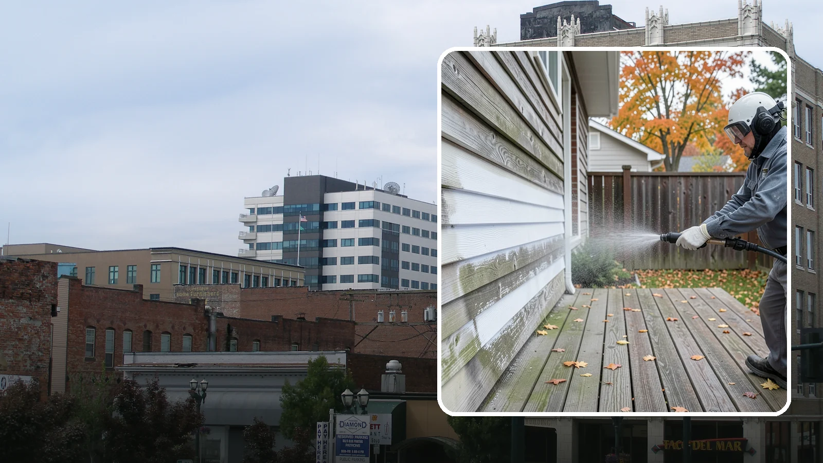 Wood Surface Cleaning in Everett, Snohomish County, WA - Soft, wood-safe cleaning of siding, decks, and wood features that removes mildew and graying without splintering the grain.