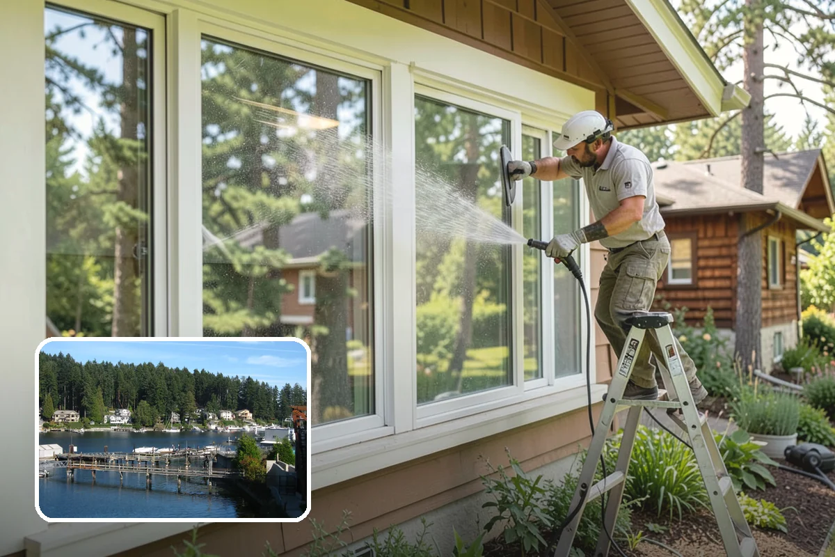 Wood Surface Cleaning in Gig Harbor, Pierce County, WA - Removes mildew and surface graying from wood