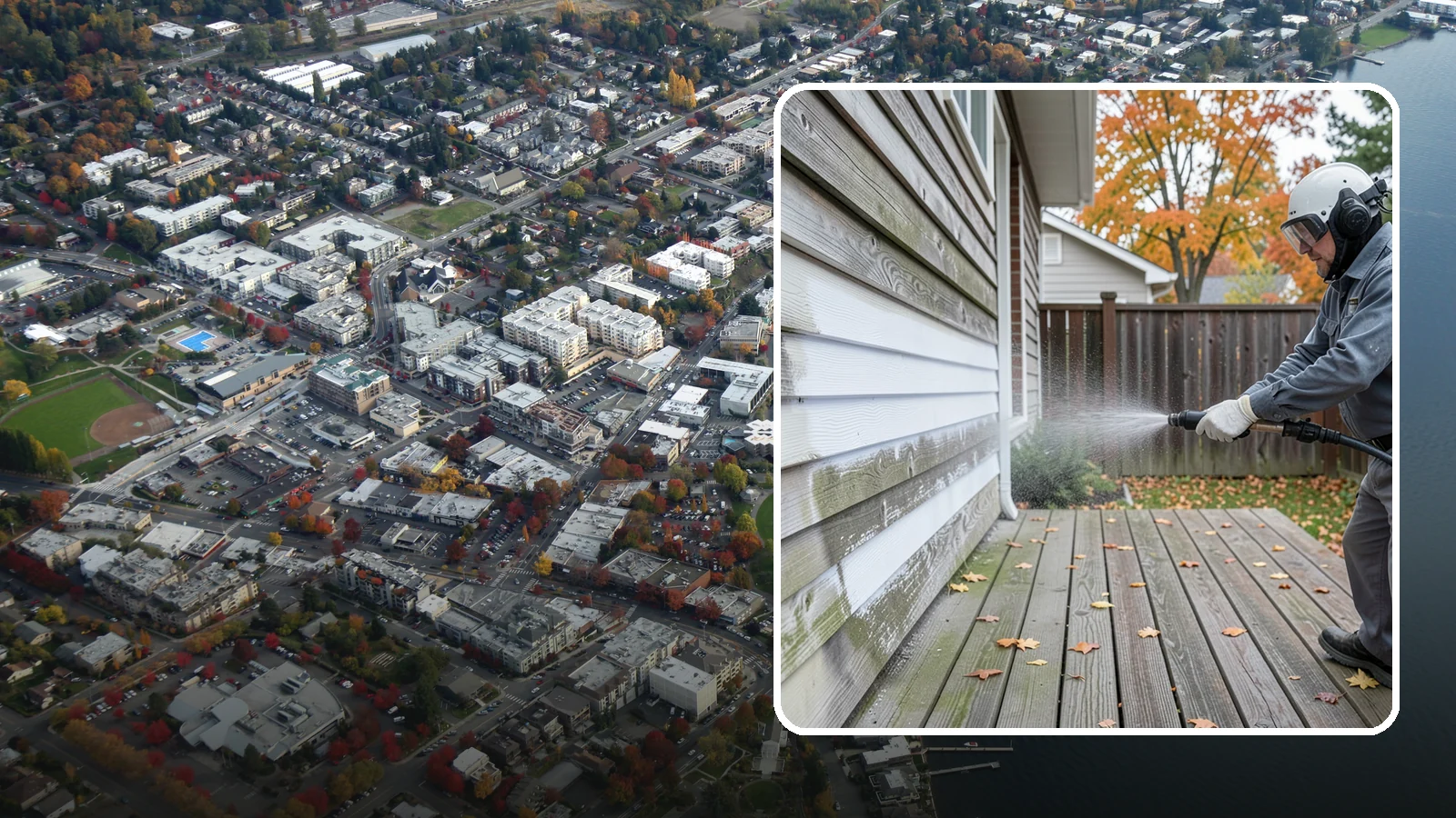 Wood Surface Cleaning in Kirkland, King County, WA - Soft, wood-safe cleaning of siding, decks, and wood features that removes mildew and graying without splintering the grain.