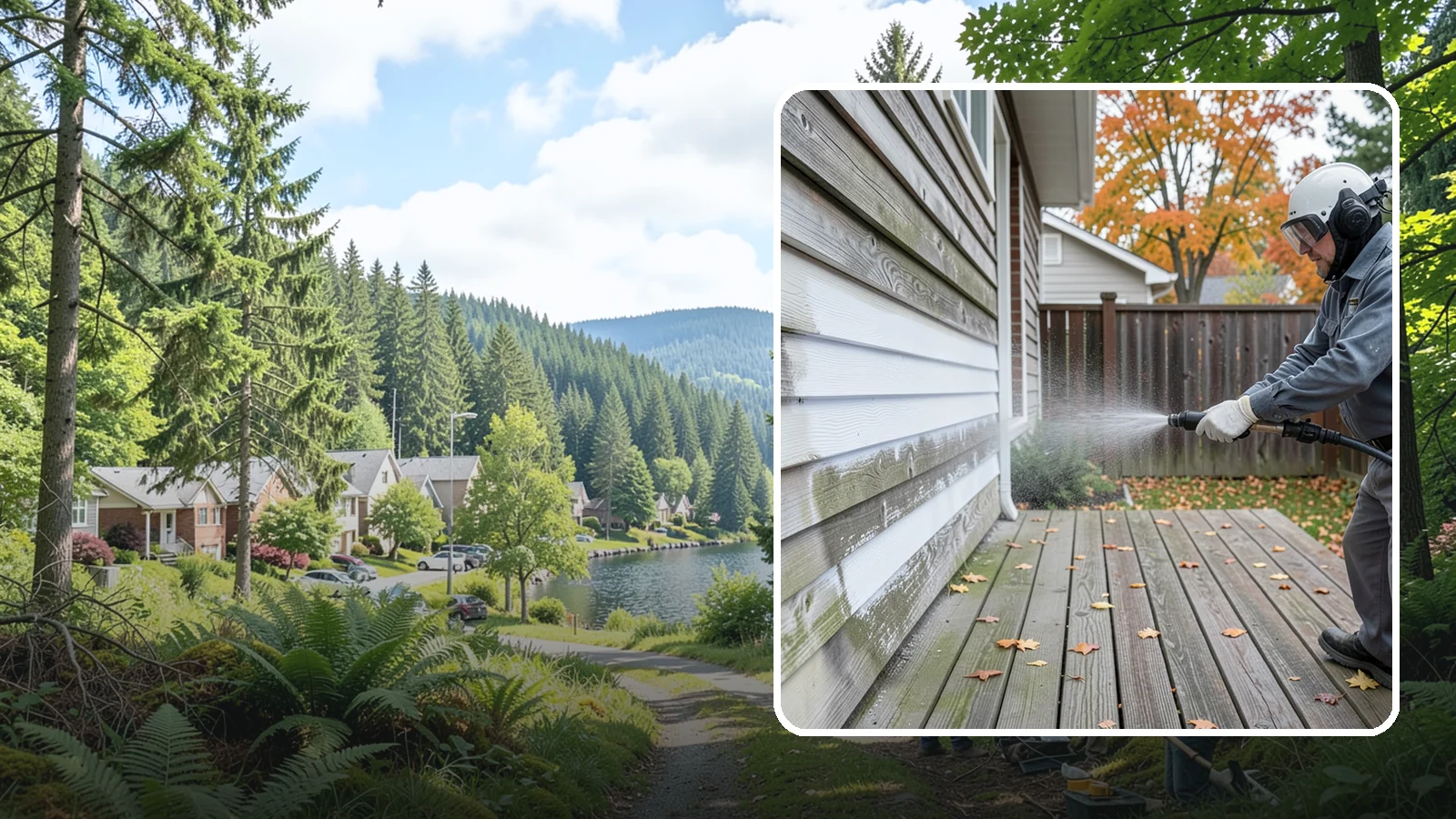 Wood Surface Cleaning in Lake Forest Park, King County, WA - Soft, wood-safe cleaning of siding, decks, and wood features that removes mildew and graying without splintering the grain.