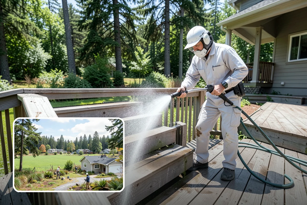 Wood Surface Cleaning in Lyman, Skagit County, WA - Removes mildew and surface graying from wood