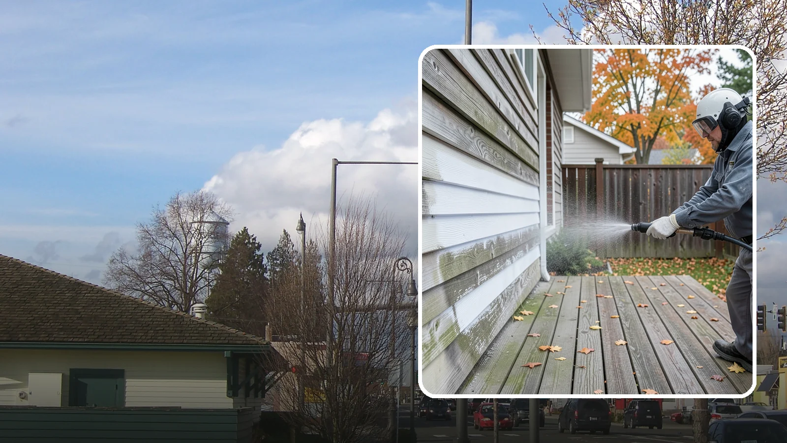 Wood Surface Cleaning in Marysville, Snohomish County, WA - Soft, wood-safe cleaning of siding, decks, and wood features that removes mildew and graying without splintering the grain.