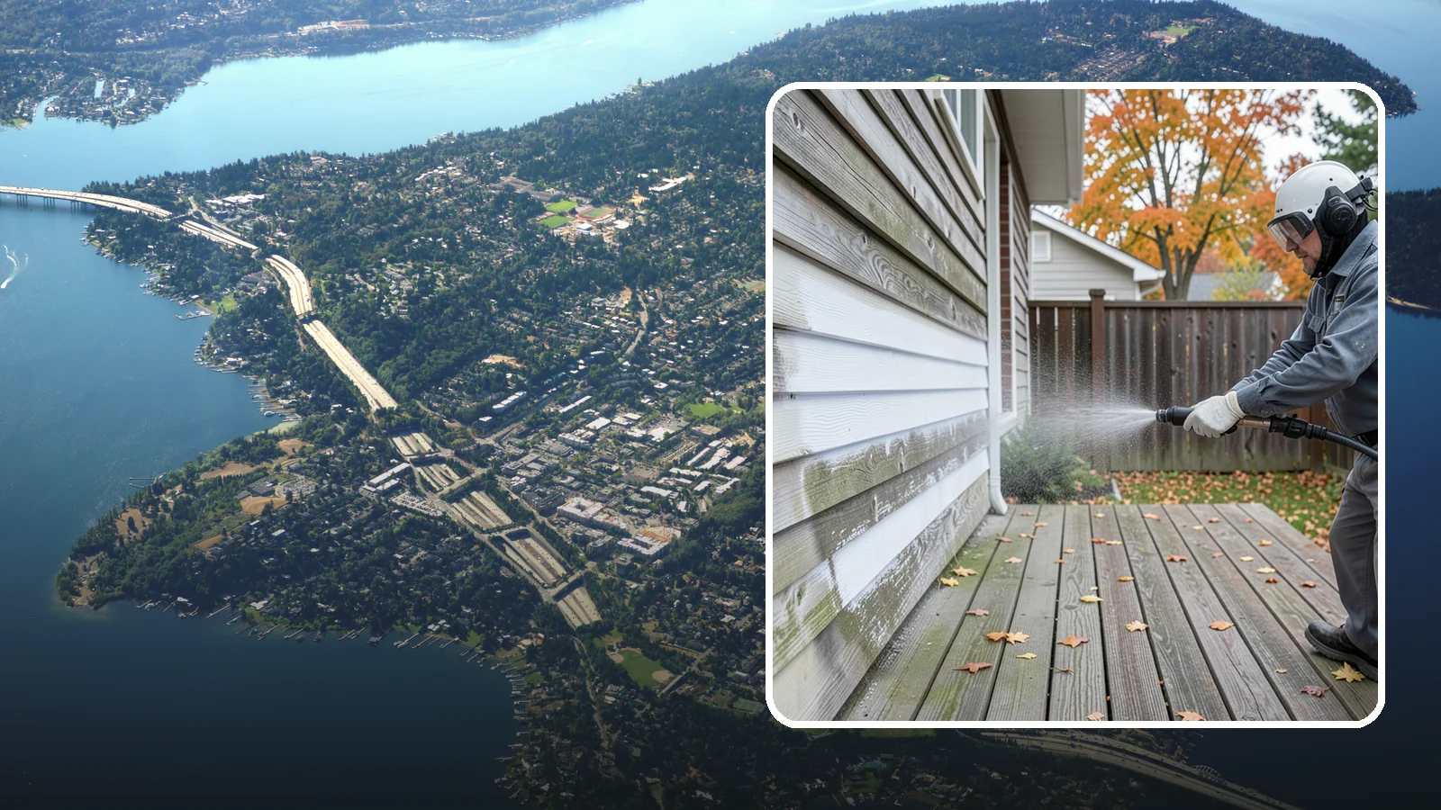 Wood Surface Cleaning in Mercer Island, King County, WA - Soft, wood-safe cleaning of siding, decks, and wood features that removes mildew and graying without splintering the grain.