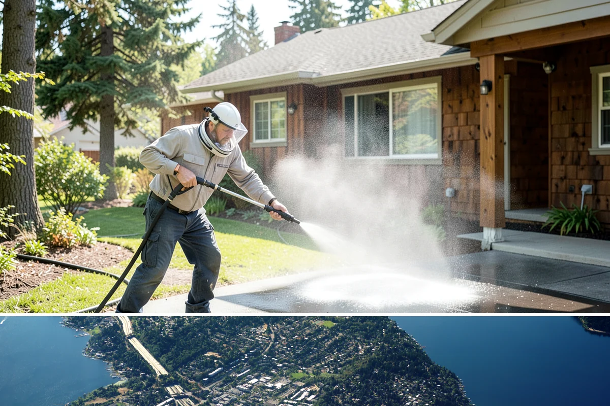 Wood Surface Cleaning in Mercer Island, King County, WA - Clean wood surfaces in late spring or summer so the boards can dry and, if desired, be sealed within the same dry window.