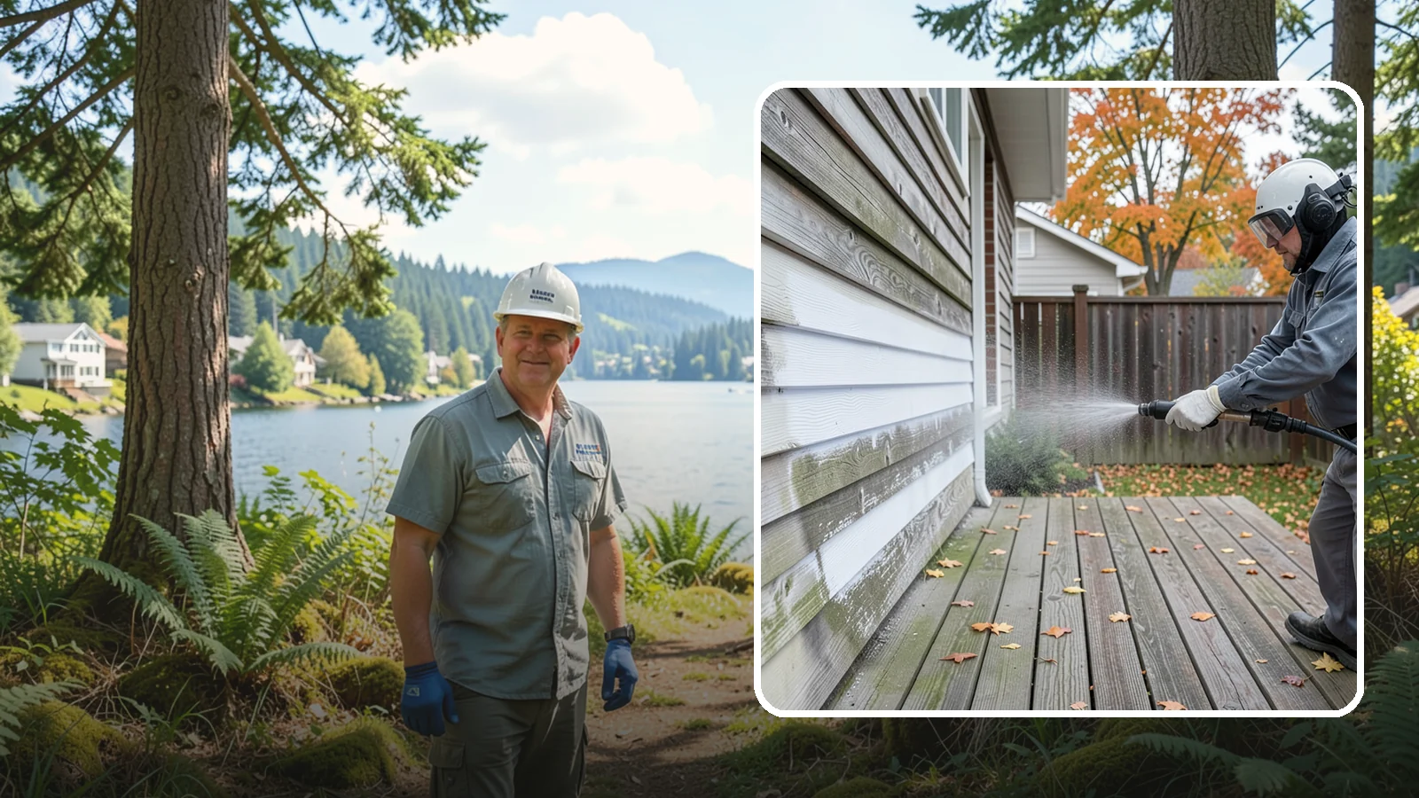 Wood Surface Cleaning in Milton, King County, WA - Soft, wood-safe cleaning of siding, decks, and wood features that removes mildew and graying without splintering the grain.