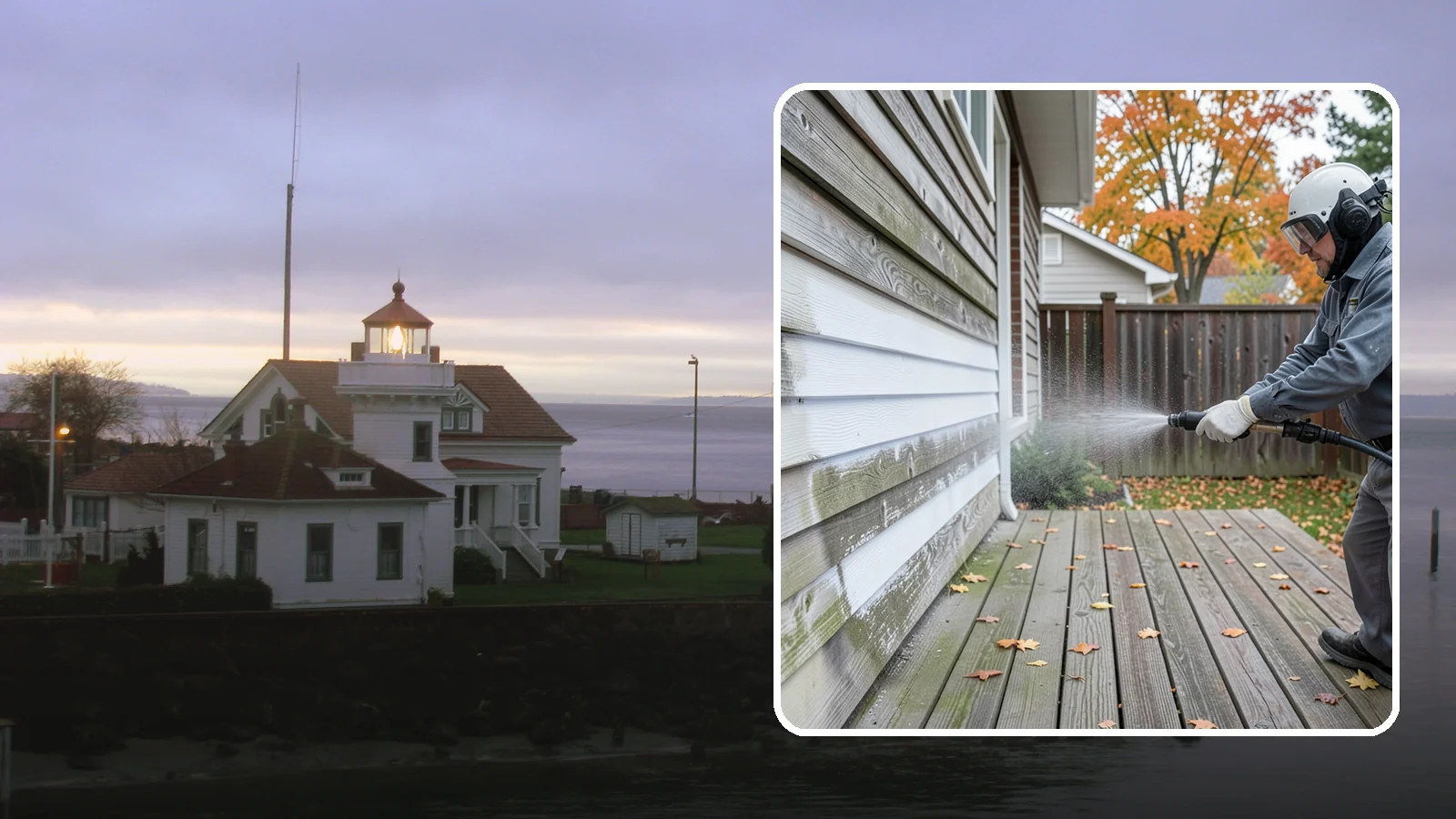Wood Surface Cleaning in Mukilteo, Snohomish County, WA - Soft, wood-safe cleaning of siding, decks, and wood features that removes mildew and graying without splintering the grain.