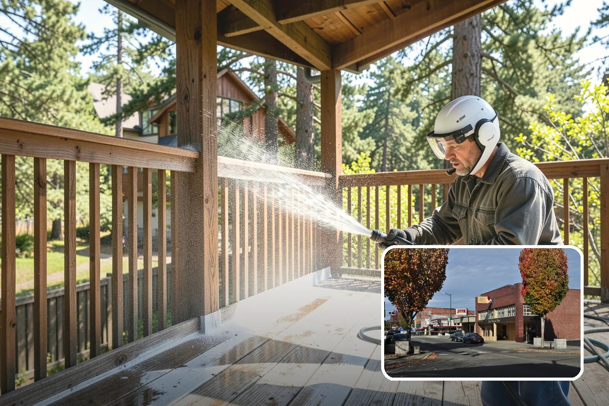 Wood Surface Cleaning in Puyallup, Pierce County, WA - Removes mildew and surface graying from wood