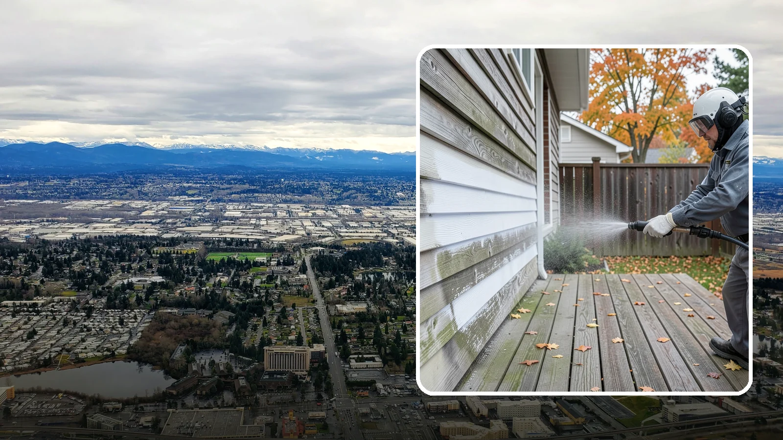 Wood Surface Cleaning in SeaTac, King County, WA - Soft, wood-safe cleaning of siding, decks, and wood features that removes mildew and graying without splintering the grain.