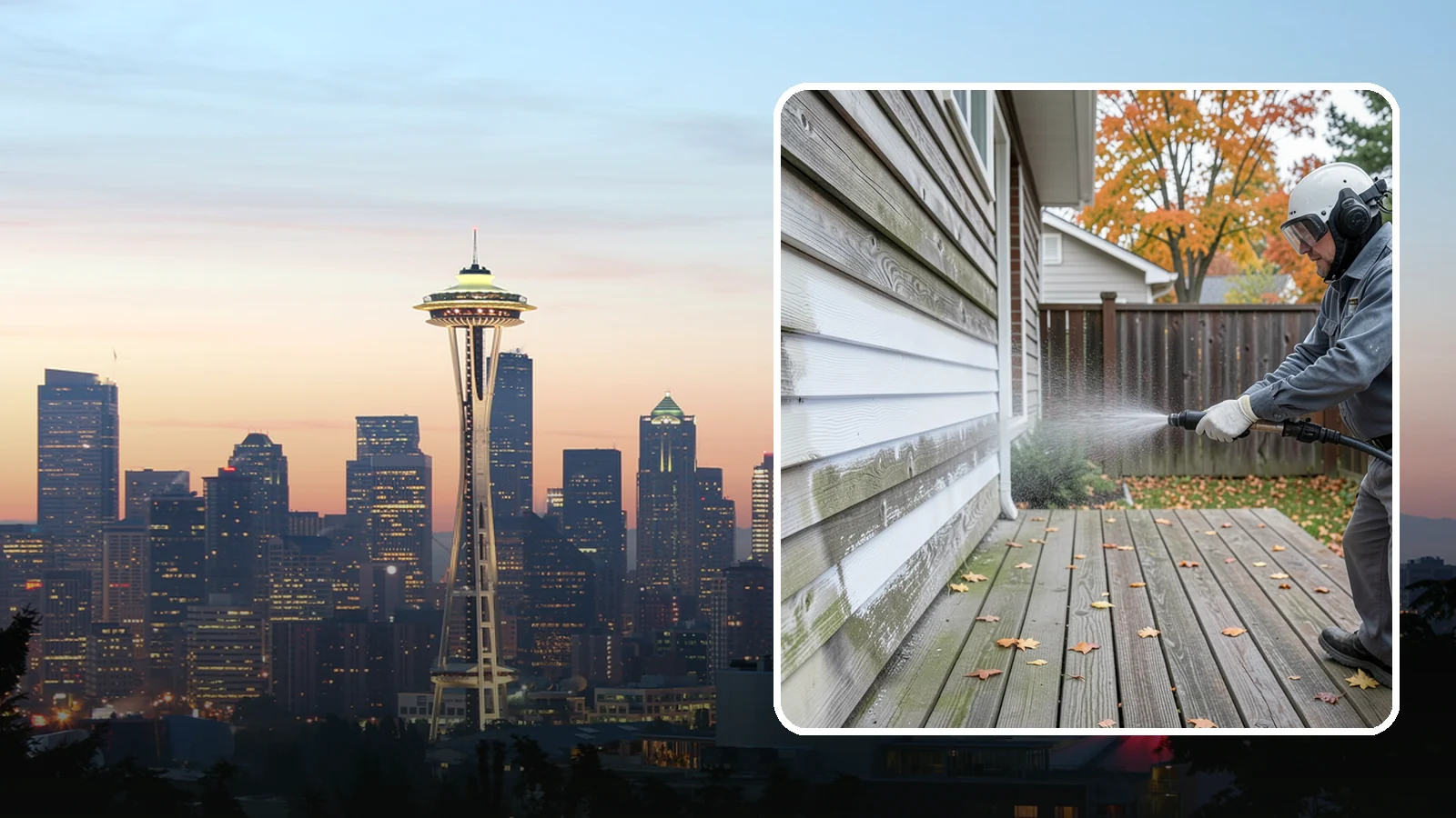Wood Surface Cleaning in Seattle, King County, WA - Soft, wood-safe cleaning of siding, decks, and wood features that removes mildew and graying without splintering the grain.