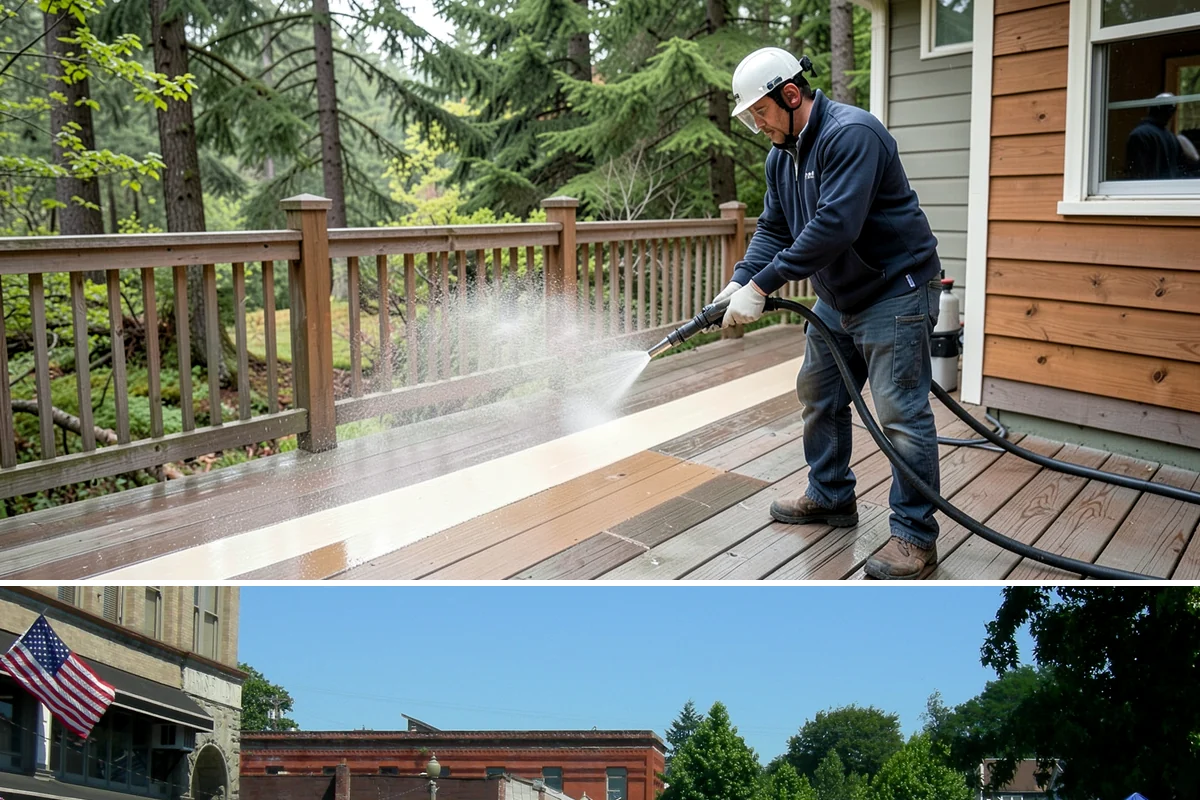 Wood Surface Cleaning in Snohomish, Snohomish County, WA - Clean wood surfaces in late spring or summer so the boards can dry and, if desired, be sealed within the same dry window.