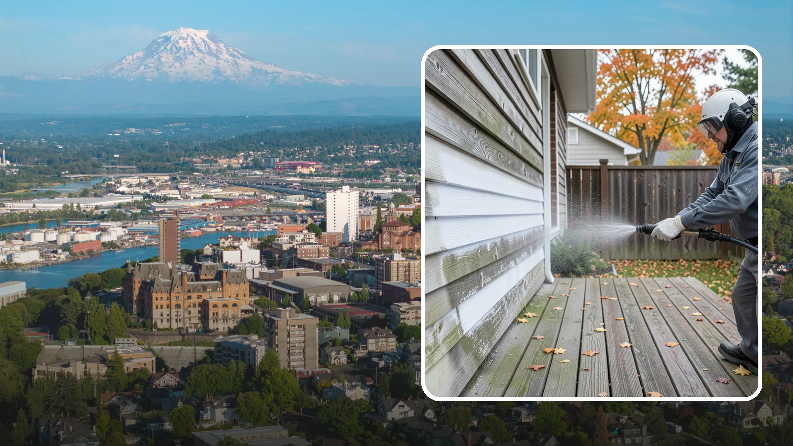 Wood Surface Cleaning in Tacoma, Pierce County, WA - Soft, wood-safe cleaning of siding, decks, and wood features that removes mildew and graying without splintering the grain.