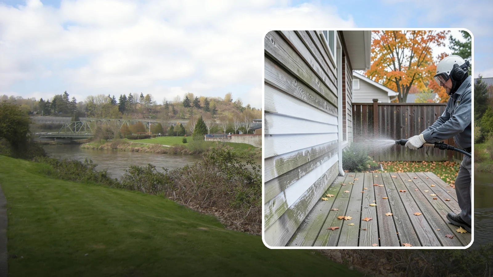 Wood Surface Cleaning in Tukwila, King County, WA - Soft, wood-safe cleaning of siding, decks, and wood features that removes mildew and graying without splintering the grain.