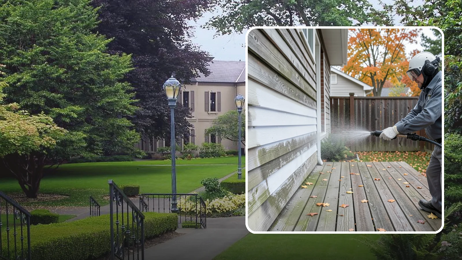 Wood Surface Cleaning in Woodinville, King County, WA - Soft, wood-safe cleaning of siding, decks, and wood features that removes mildew and graying without splintering the grain.