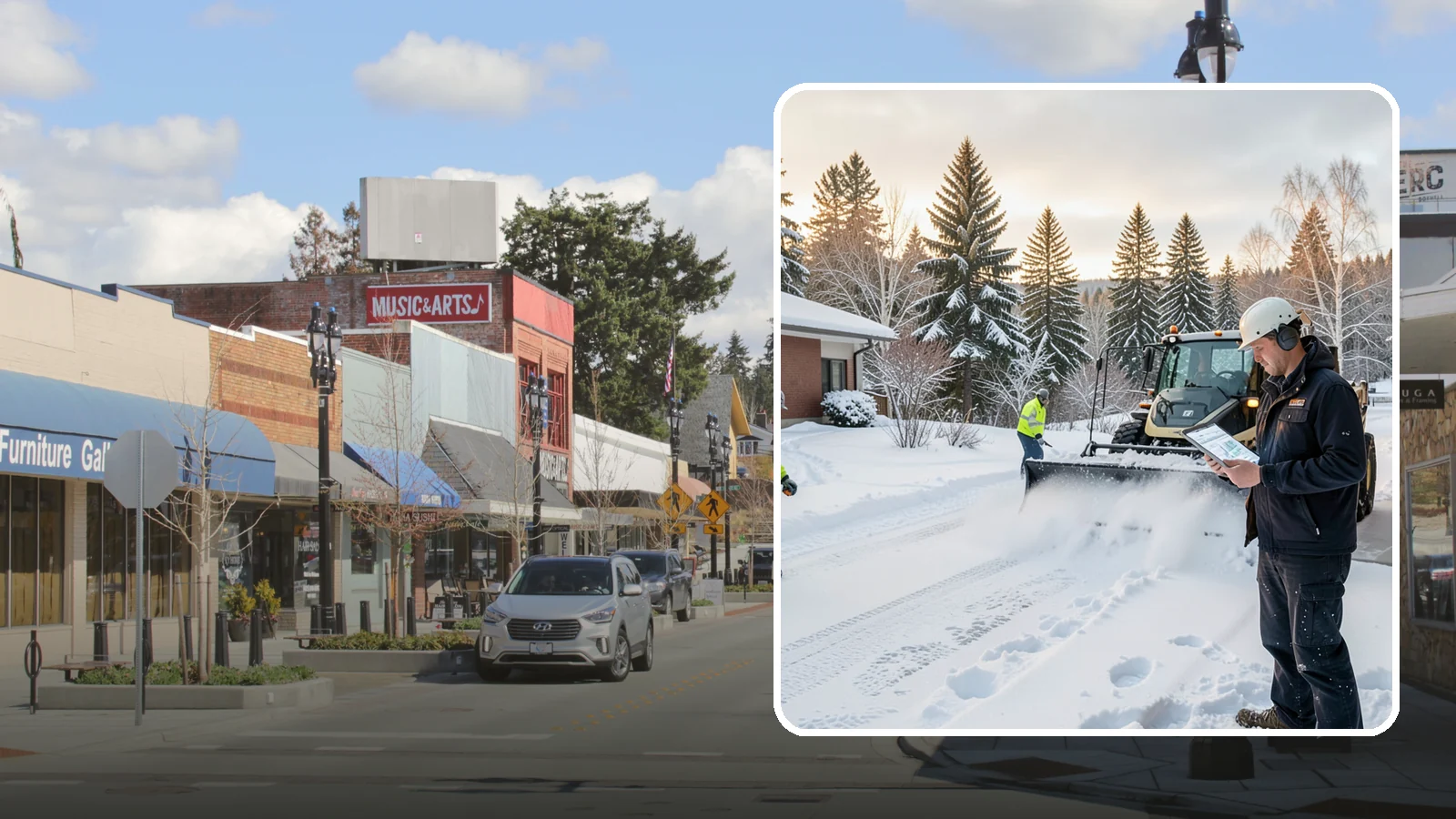 1-Inch Trigger Snow Removal in Bothell, King County, WA - Automatic clearing that launches the instant accumulation reaches one inch, the tightest trigger we offer.