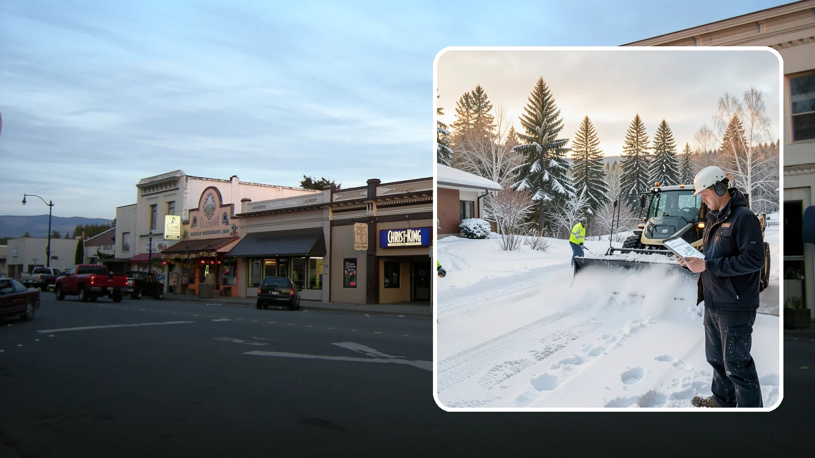 1-Inch Trigger Snow Removal in Burlington, Skagit County, WA - Automatic clearing that launches the instant accumulation reaches one inch, the tightest trigger we offer.