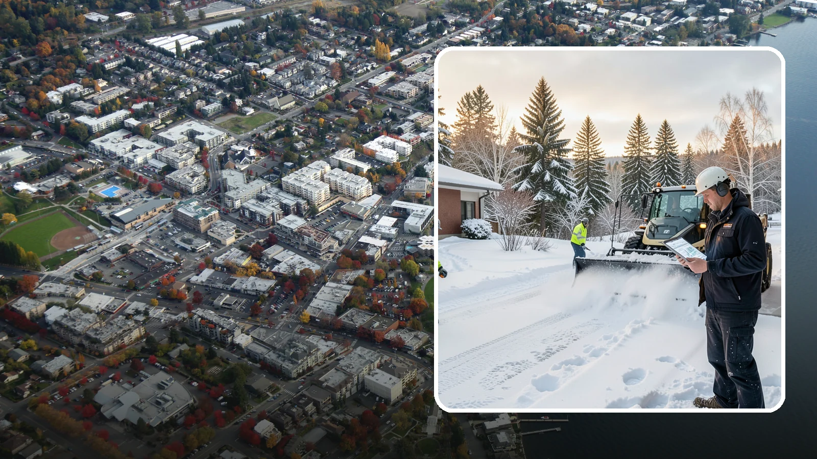 1-Inch Trigger Snow Removal in Kirkland, King County, WA - Automatic clearing that launches the instant accumulation reaches one inch, the tightest trigger we offer.
