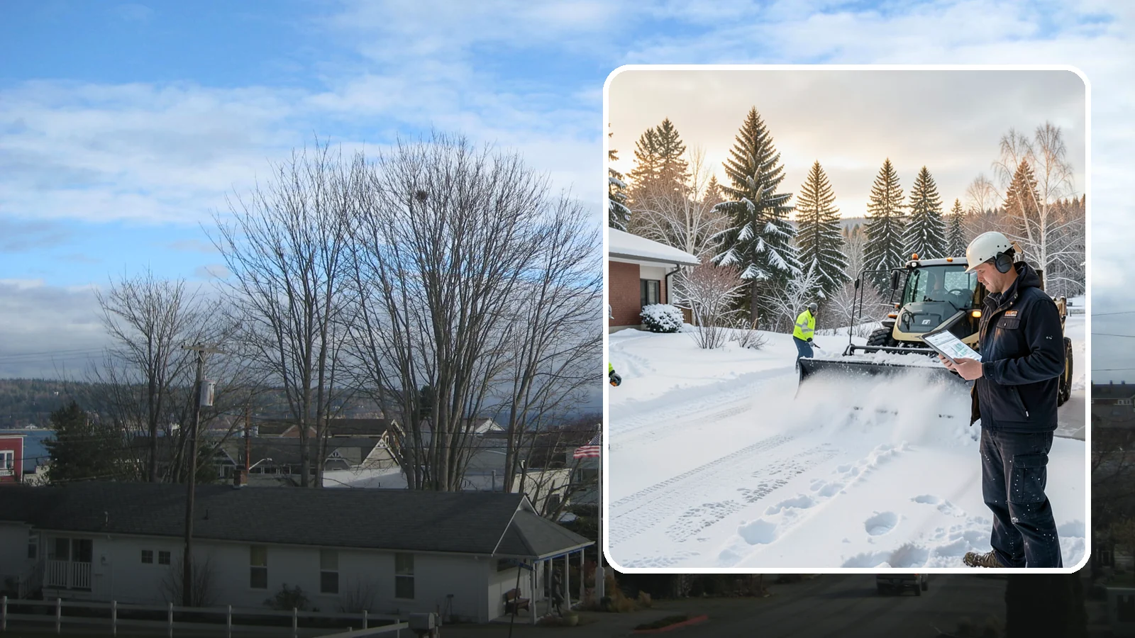 1-Inch Trigger Snow Removal in Langley, Island County, WA - Automatic clearing that launches the instant accumulation reaches one inch, the tightest trigger we offer.