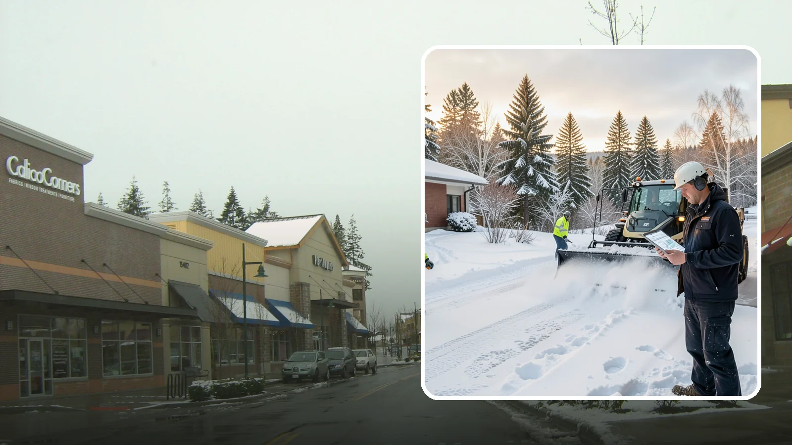1-Inch Trigger Snow Removal in Mill Creek, Snohomish County, WA - Automatic clearing that launches the instant accumulation reaches one inch, the tightest trigger we offer.