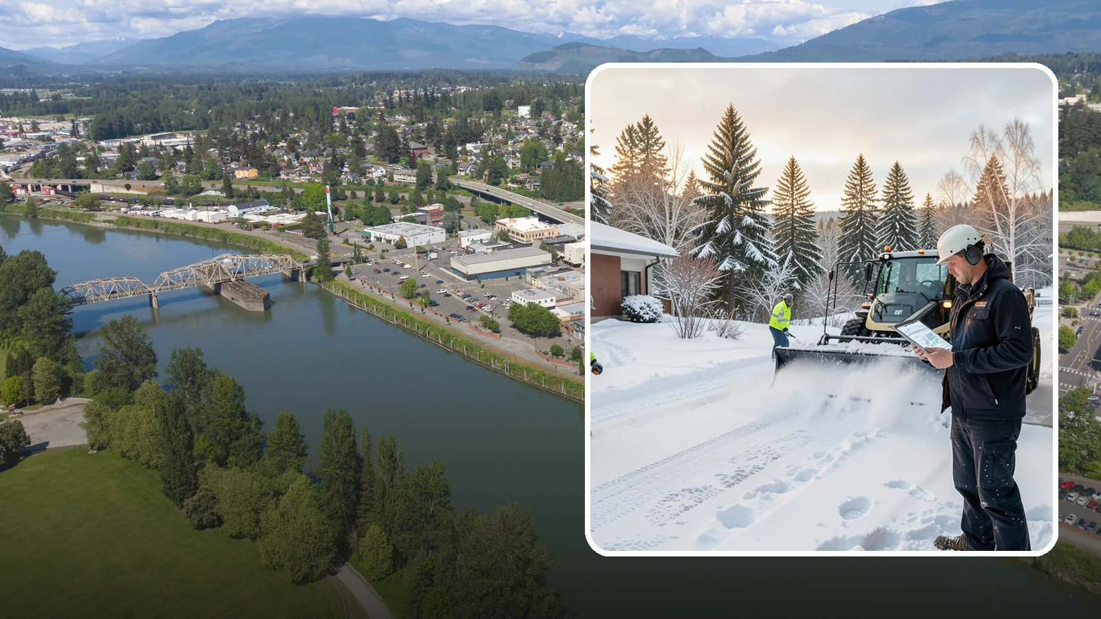 1-Inch Trigger Snow Removal in Mount Vernon, Skagit County, WA - Automatic clearing that launches the instant accumulation reaches one inch, the tightest trigger we offer.