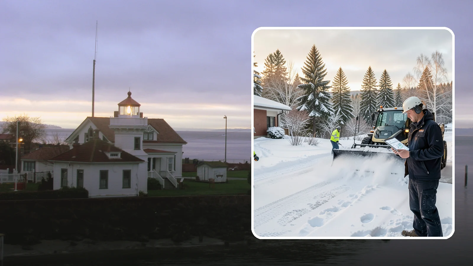 1-Inch Trigger Snow Removal in Mukilteo, Snohomish County, WA - Automatic clearing that launches the instant accumulation reaches one inch, the tightest trigger we offer.