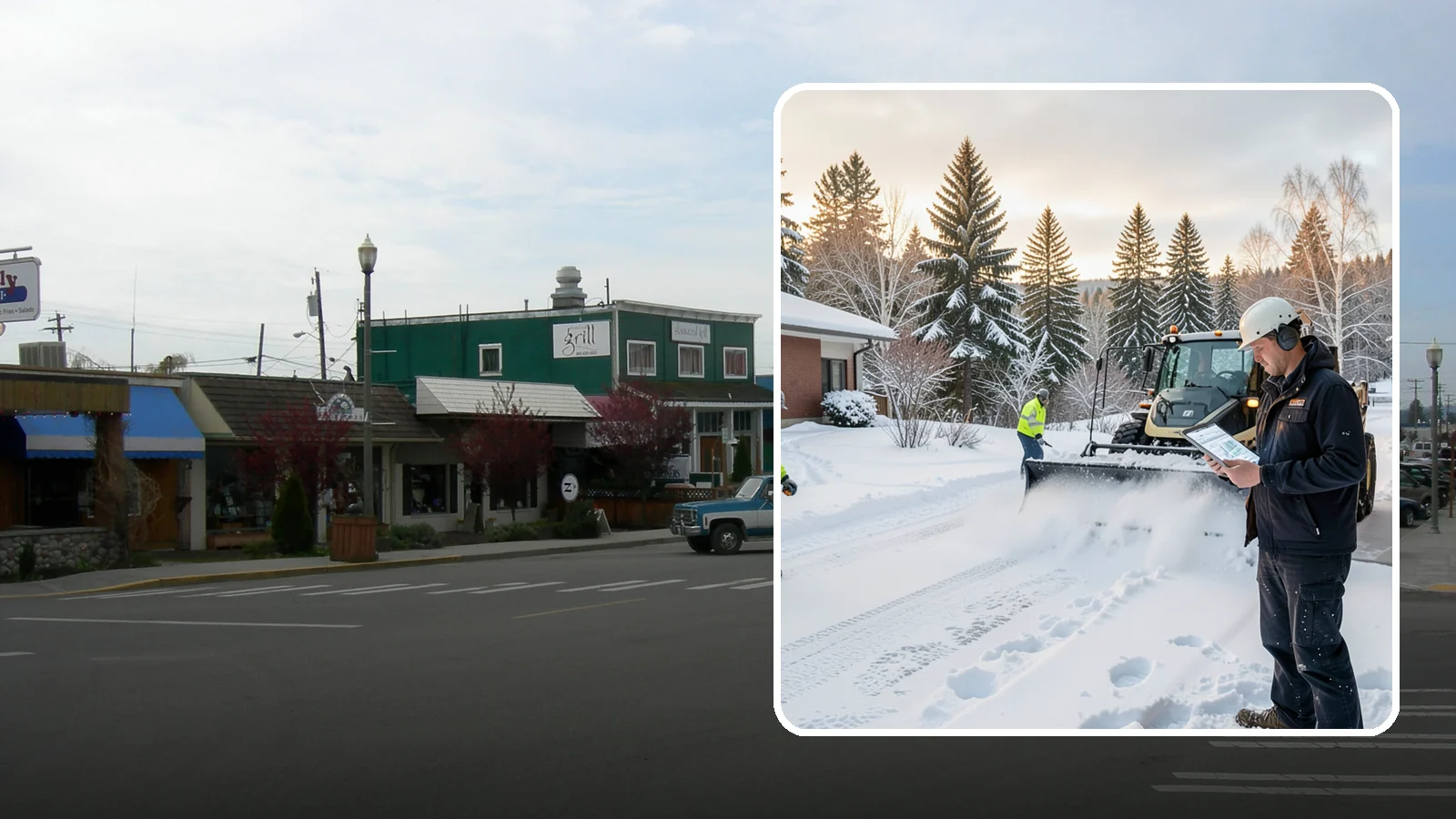 1-Inch Trigger Snow Removal in Stanwood, Snohomish County, WA - Automatic clearing that launches the instant accumulation reaches one inch, the tightest trigger we offer.