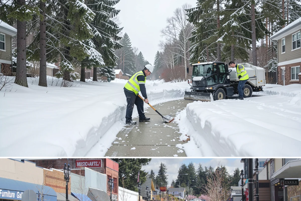 Accessible Route Clearing in Bothell, King County, WA - Maintained after every snowfall throughout the winter so the route never breaks.